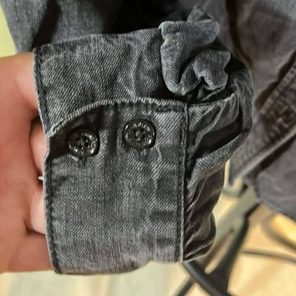 Anne Klein  Billie Puff Sleeve Button Up Washed Black Various Sizes - Picture 4 of 7